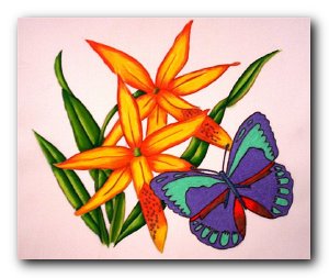 Butterfly & Flower Quilt Block