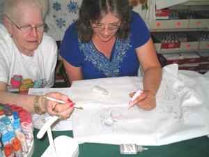 Halleen and Doris working on Pussy Willow